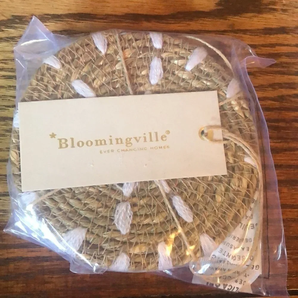 Bloomingville Boho Style 4 coasters woven Seagrass